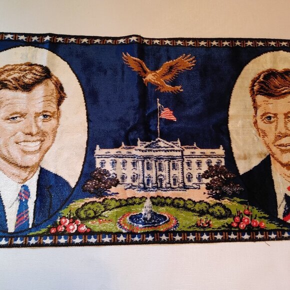 60's Vintage John F. Kennedy & Robert Kennedy USA President Rug Tapestry… - Picture 4 of 7